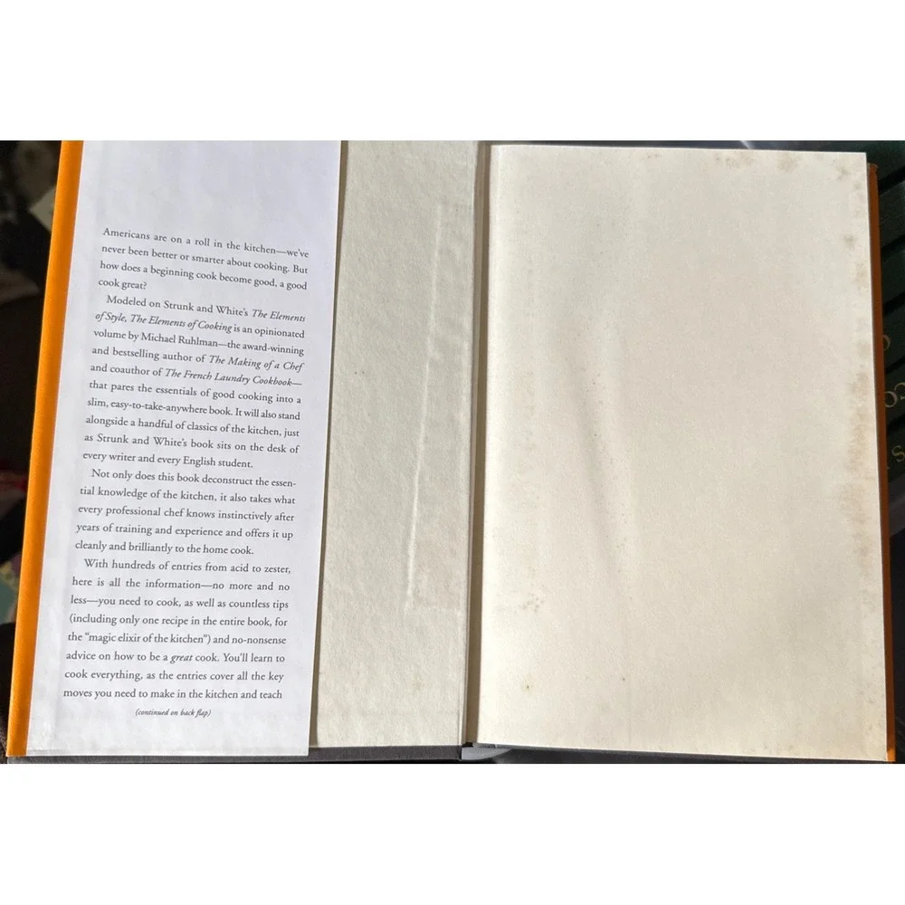 The Elements of Cooking Michael‎ Ruhlman Hardcover Anthony Bourdain Intro Book